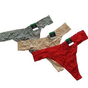 3 Pack INC Women Sexy Lace Thong Size LARGE Multicolor Spandex Nylon